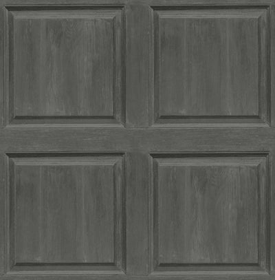 product image of Washed Faux Panel Wallpaper in Charcoal by NextWall 596