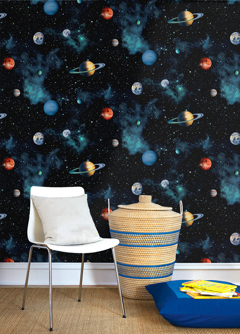 media image for Cosmos Wallpaper in Ebony by NextWall 223