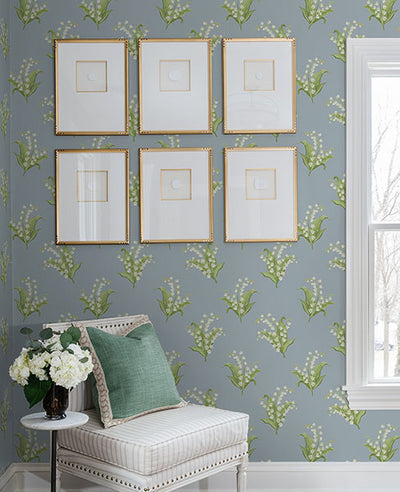 product image for Farmington Blue Heather Lily of the Valley Wallpaper 29