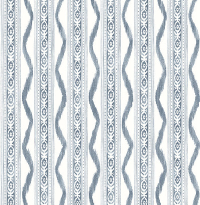 product image of Rhys Blue IKAT Stripe Wallpaper 551