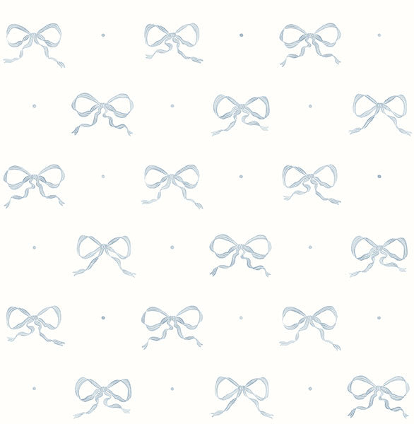 media image for Emma Blue Heather Large Bow Wallpaper 225