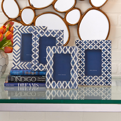 product image for blue and white moderne 4 x 6 mosaic photo frame a 4 patterns design by twos company 2 78
