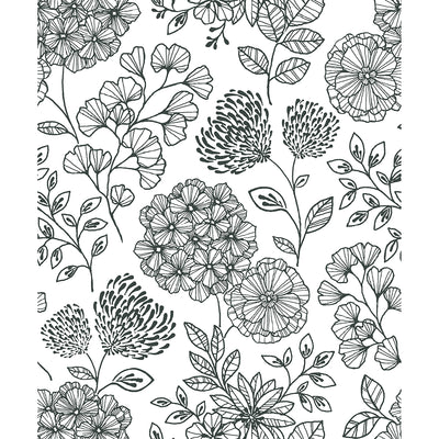 product image of Ada Black Floral Wallpaper from the Scott Living II Collection by Brewster Home Fashions 534