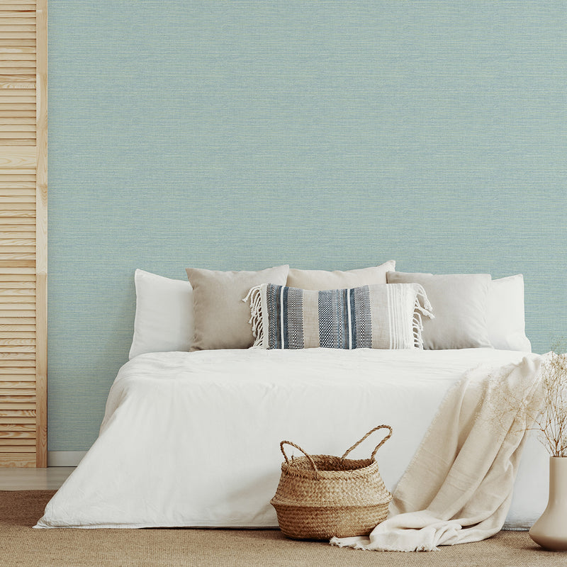 media image for Agave Imitation Grasscloth Wallpaper in Aqua from the Pacifica Collection by Brewster Home Fashions 239