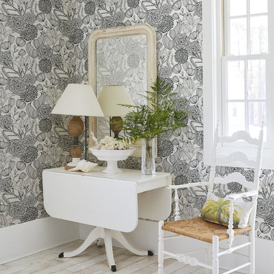 product image for Alannah Botanical Wallpaper in Black from the Bluebell Collection by Brewster Home Fashions 50