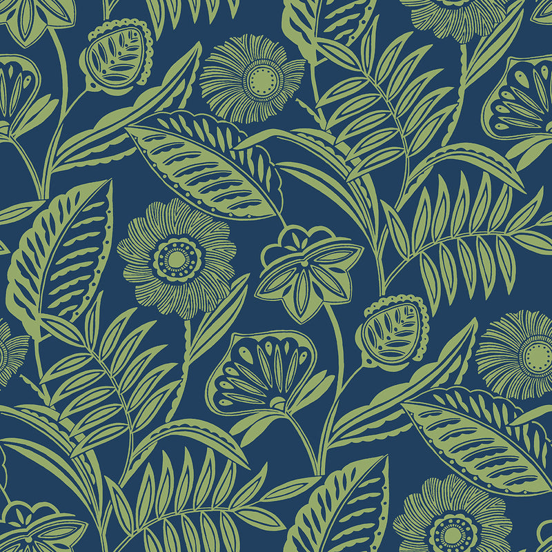 media image for Alma Tropical Floral Wallpaper in Blue from the Pacifica Collection by Brewster Home Fashions 27