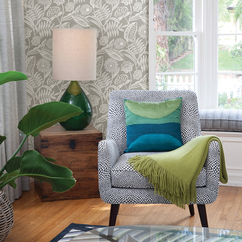 media image for Alma Tropical Floral Wallpaper in Light Grey from the Pacifica Collection by Brewster Home Fashions 261