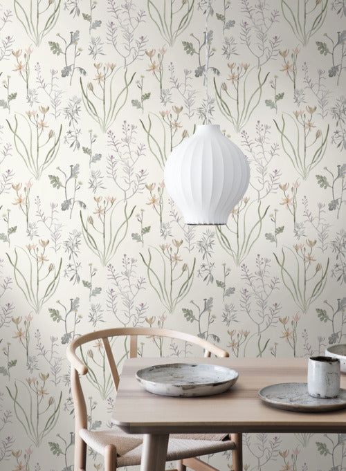 media image for alpine botanical wallpaper in ivory and green from the norlander collection by york wallcoverings 1 245