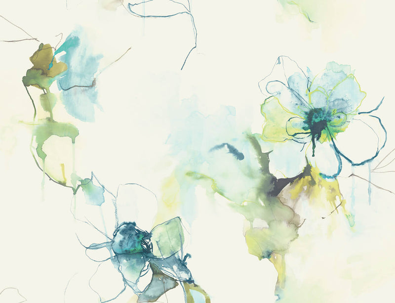 media image for Anemone Watercolor Floral Wallpaper in Glacier Blue and Pear from the Living With Art Collection by Seabrook Wallcoverings 246
