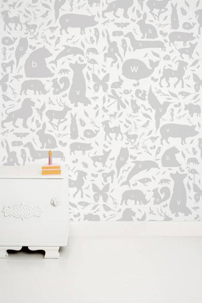 product image of Animal Alphabet Kids Wallpaper in Grey by KEK Amsterdam 516