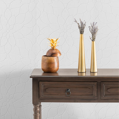 product image for Anselm White Floral Bloom Paintable Wallpaper by Brewster Home Fashions 52