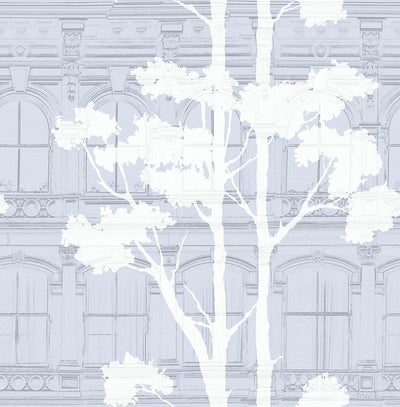 product image for Architecture with Tree Shadow Wallpaper in Blue, Grey, and Cream from the Transition Collection by Mayflower 8