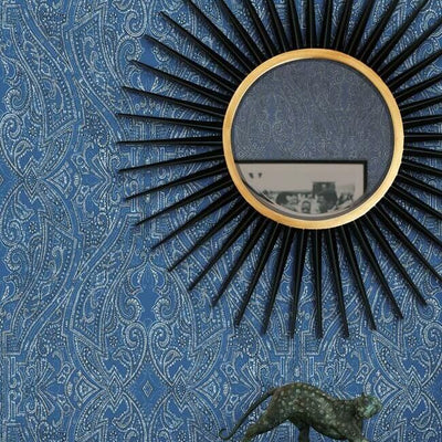 product image for Ascot Damask Wallpaper in Blue from the Traveler Collection by Ronald Redding 49