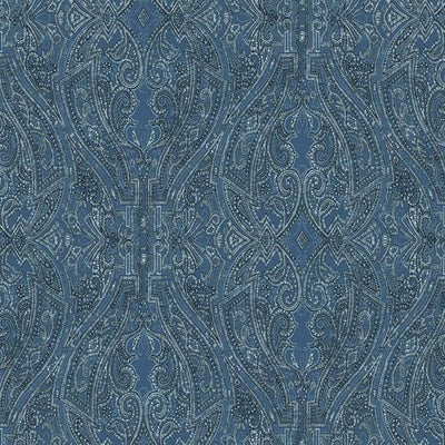 product image for Ascot Damask Wallpaper in Blue from the Traveler Collection by Ronald Redding 54