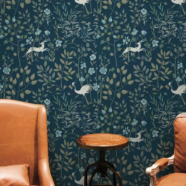 media image for Aspen Wallpaper in Dark Blue from the Traveler Collection by Ronald Redding 264