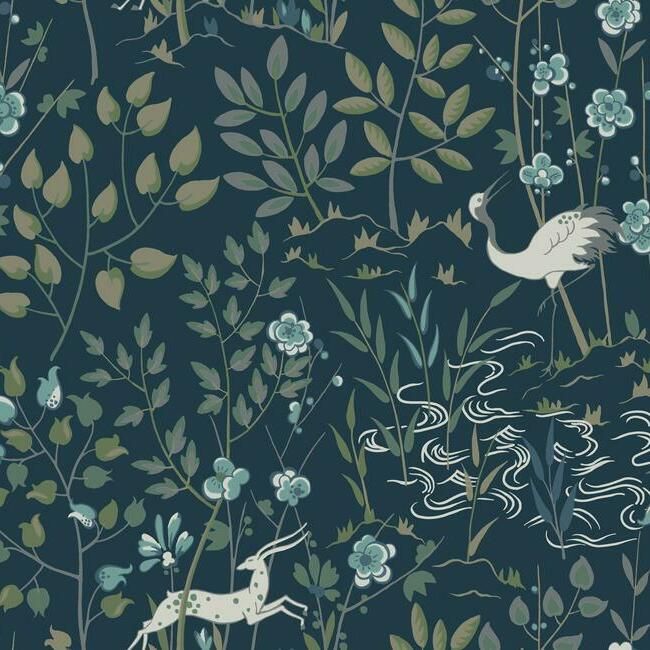 media image for Aspen Wallpaper in Dark Blue from the Traveler Collection by Ronald Redding 259
