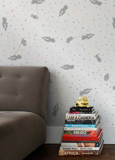 product image of Sample Astrobots Wallpaper in Glimmer design by Aimee Wilder 591