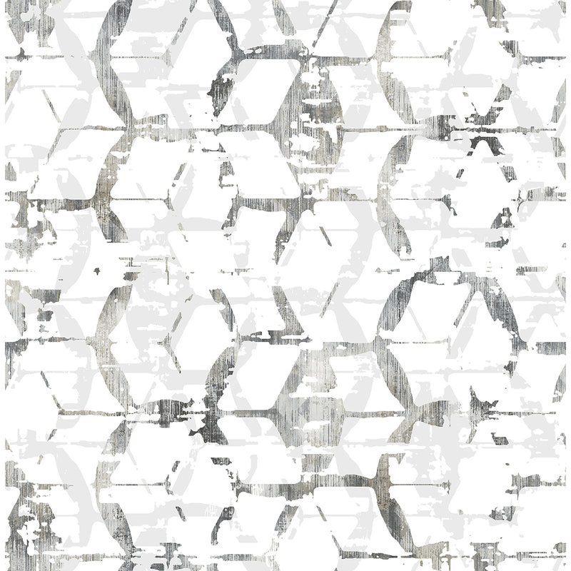 media image for Augustine Distressed Geometric Wallpaper in Black from the Pacifica Collection by Brewster Home Fashions 285