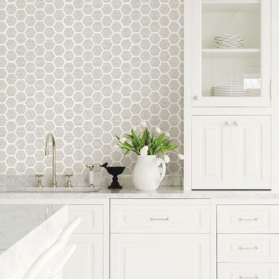 product image for Aura Honeycomb Wallpaper in Platinum from the Celadon Collection by Brewster Home Fashions 86