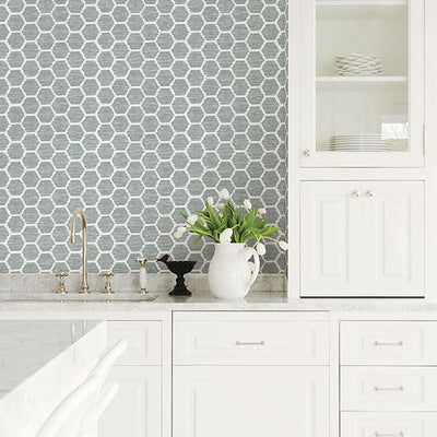 product image for Aura Honeycomb Wallpaper in Teal from the Celadon Collection by Brewster Home Fashions 90