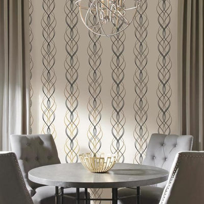 product image of Aurora Wallpaper in Black, White, and Gold by Antonina Vella for York Wallcoverings 548