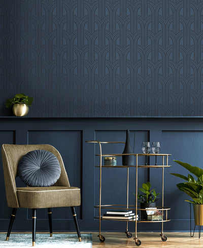 product image for Déco Arches Wallpaper in Blue Lustre 34