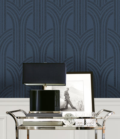 product image for Déco Arches Wallpaper in Blue Lustre 58