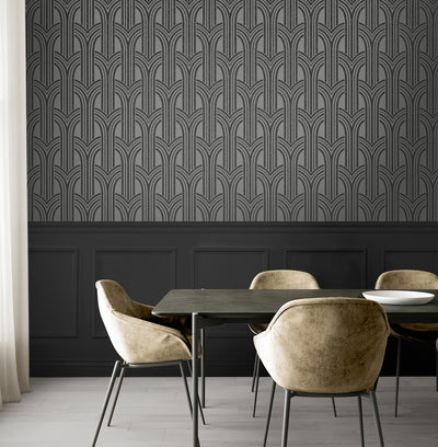 product image for Déco Arches Wallpaper in Pewter & Galaxy 75