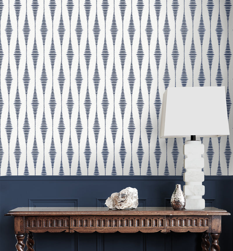 media image for Diamond Stripe Wallpaper in Celestial Blue & Pearl 260