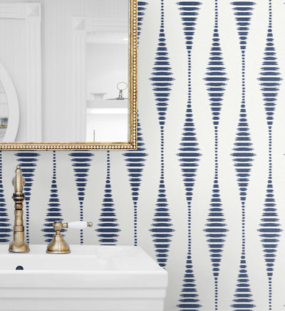 product image for Diamond Stripe Wallpaper in Celestial Blue & Pearl 51