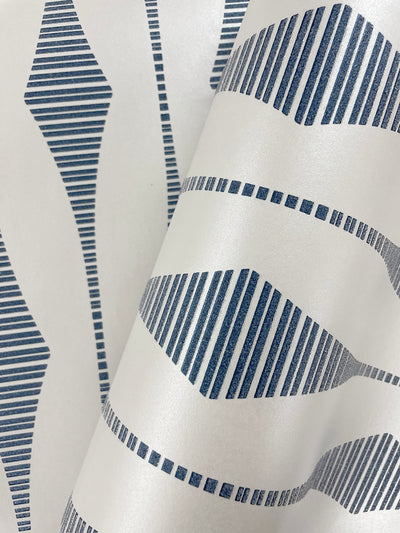 product image for Diamond Stripe Wallpaper in Celestial Blue & Pearl 31