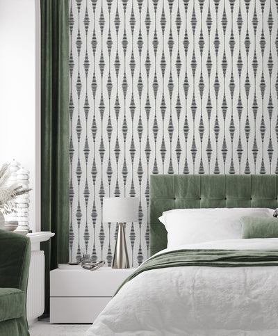 product image for Diamond Stripe Wallpaper in Nickel & Galaxy 32