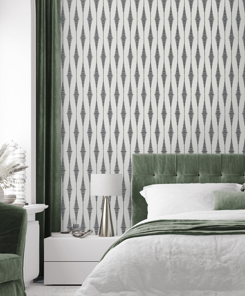 media image for Diamond Stripe Wallpaper in Nickel & Galaxy 261