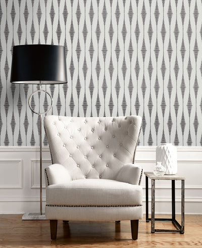 product image for Diamond Stripe Wallpaper in Nickel & Galaxy 12