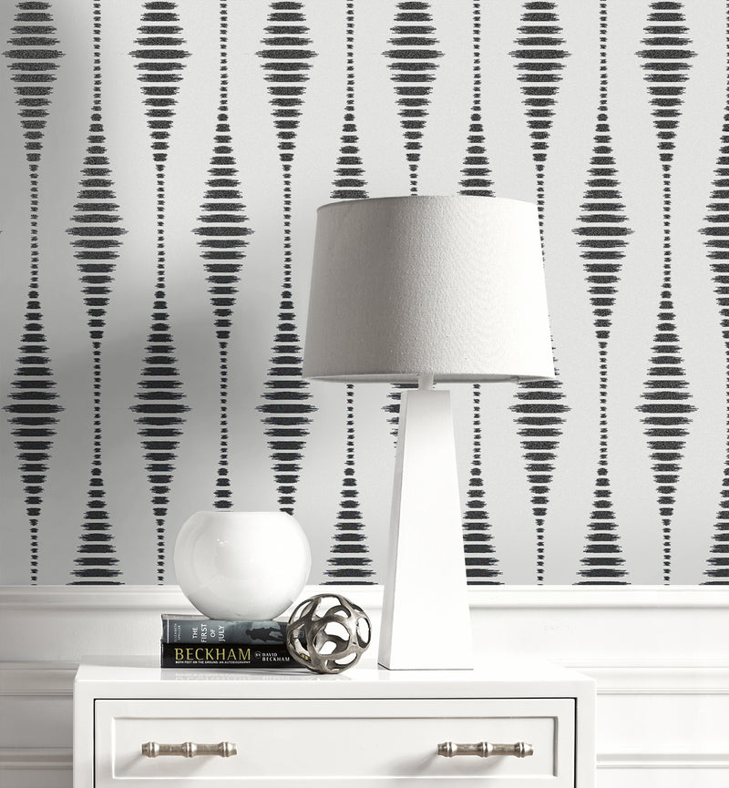 media image for Diamond Stripe Wallpaper in Nickel & Galaxy 269