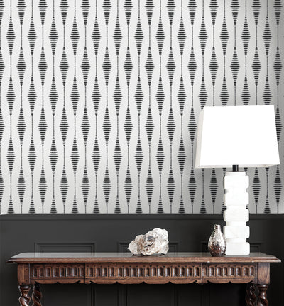 product image for Diamond Stripe Wallpaper in Nickel & Galaxy 19