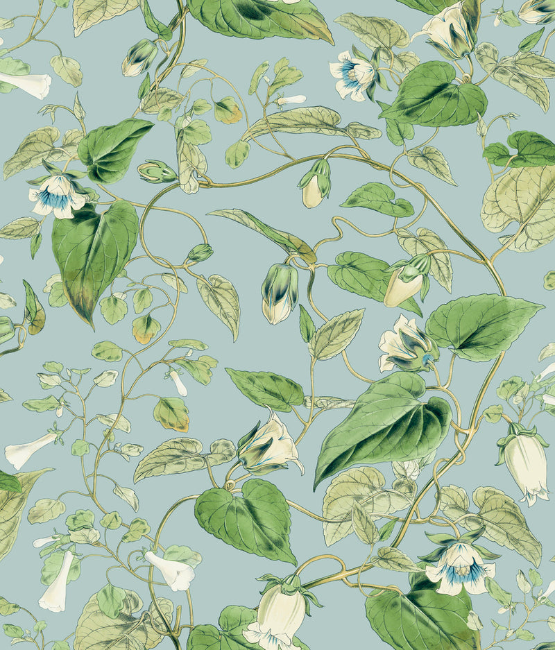 media image for Moon Flower Wallpaper in Sky Blue from the Blooms Second Edition 210