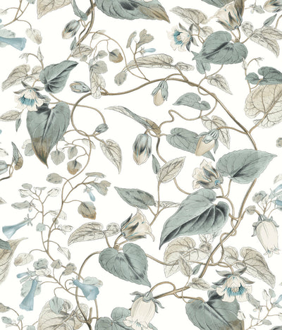 product image of Moon Flower Wallpaper in Neutral/Blue from the Blooms Second Edition 599