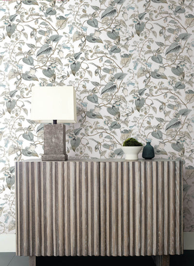 product image for Moon Flower Wallpaper in Neutral/Blue from the Blooms Second Edition 89