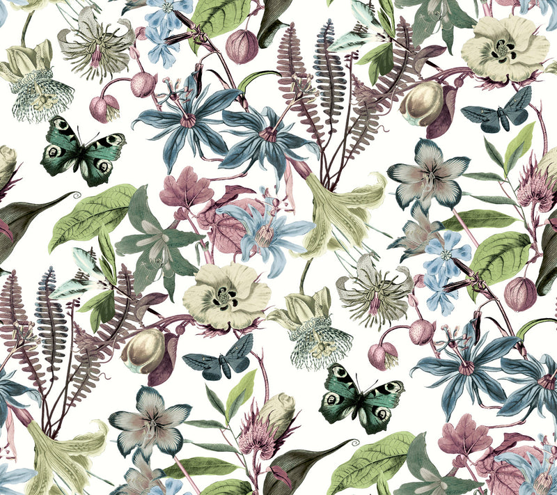 media image for Butterfly House Wallpaper in White/Fuchsia from the Blooms Second Edition 221