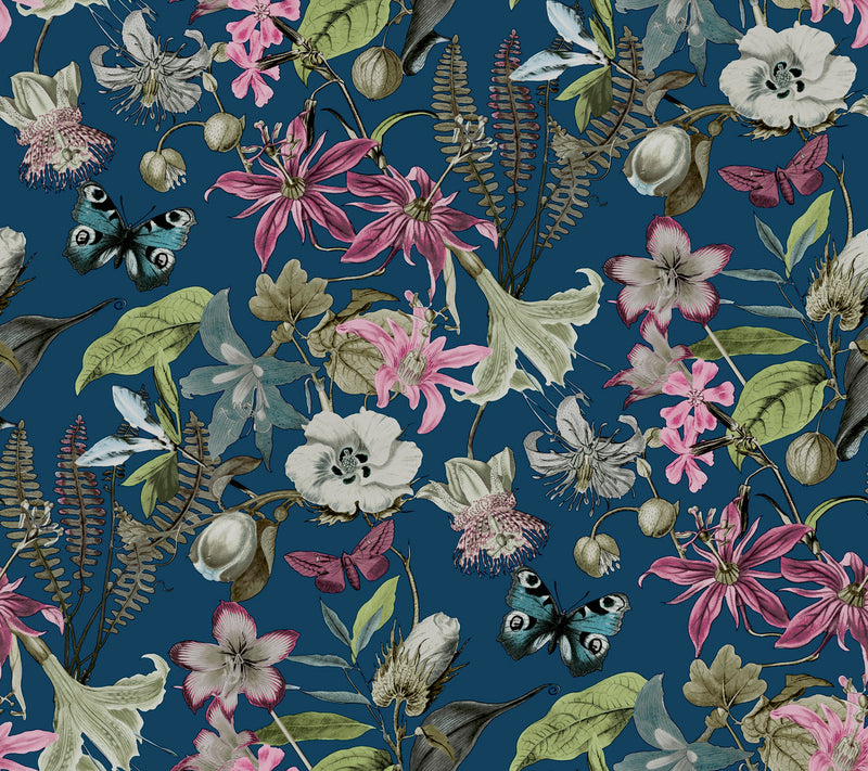media image for Butterfly House Wallpaper in Navy from the Blooms Second Edition 246
