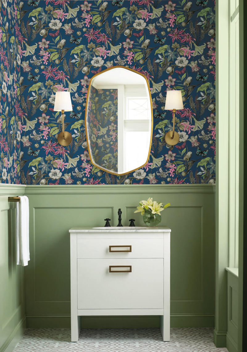 media image for Butterfly House Wallpaper in Navy from the Blooms Second Edition 219