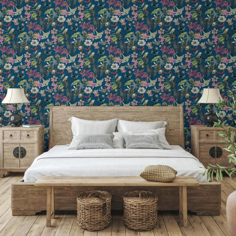 media image for Butterfly House Wallpaper in Navy from the Blooms Second Edition 237