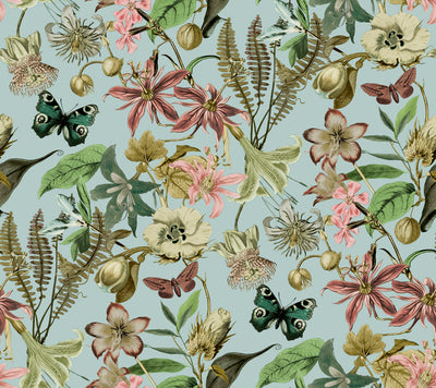product image of Butterfly House Wallpaper in Sky Blue from the Blooms Second Edition 562