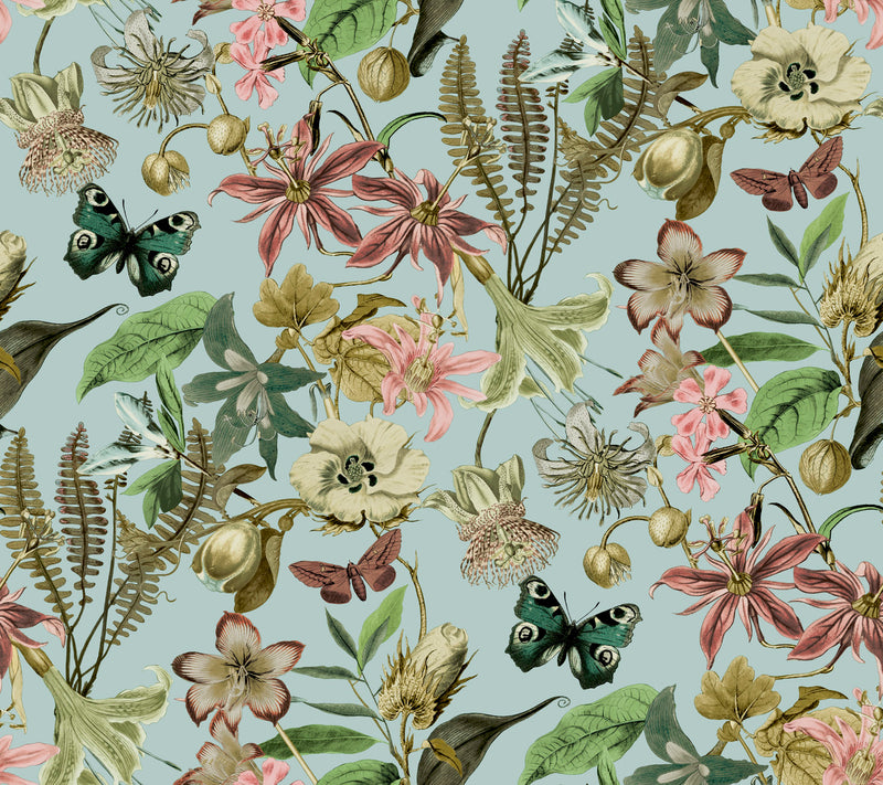 media image for Butterfly House Wallpaper in Sky Blue from the Blooms Second Edition 275