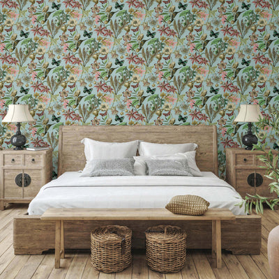 product image for butterfly house wallpaper in sky blue from the blooms second edition resource library 4 63