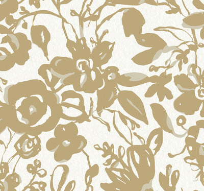 product image for Brushstroke Floral Wallpaper in Gold from the Blooms Second Edition 75