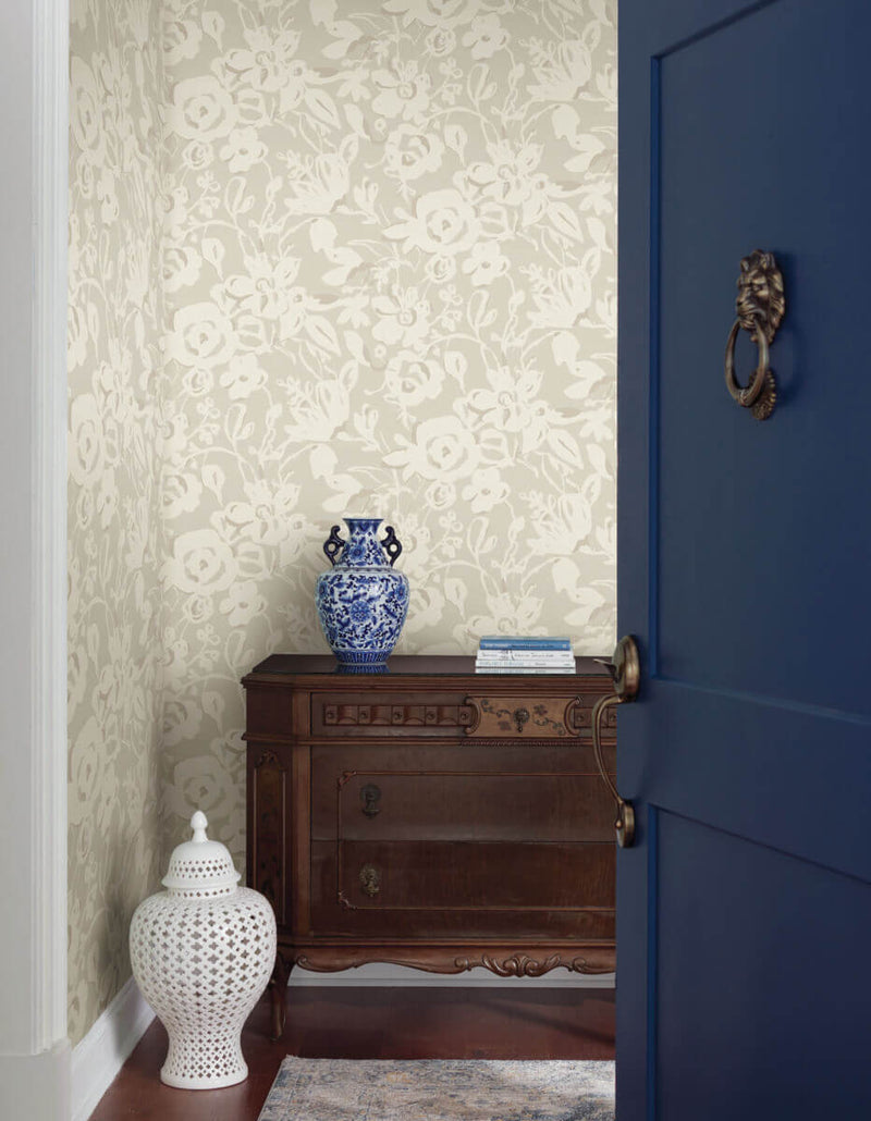 media image for Brushstroke Floral Wallpaper in Taupe from the Blooms Second Edition 210