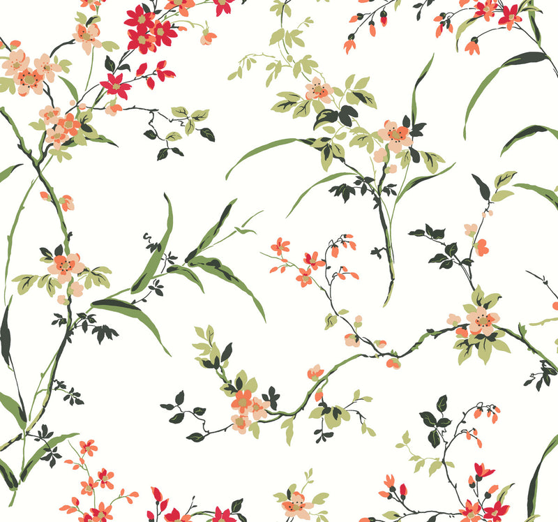 media image for Blossom Branches Wallpaper in White/Red from the Blooms Second Edition 278