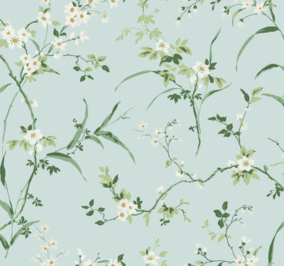 product image for Blossom Branches Wallpaper in Spa Blue from the Blooms Second Edition 31